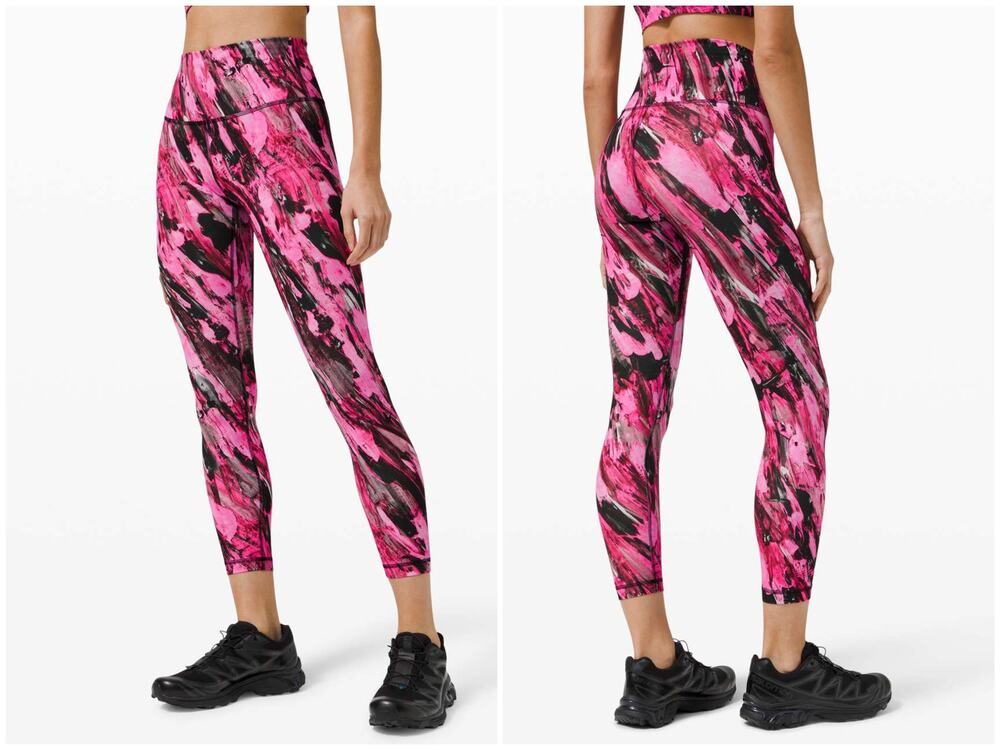 Lululemon Wunder Train High-Rise Tight Size 4 25" Incentive Pink Refresh Black